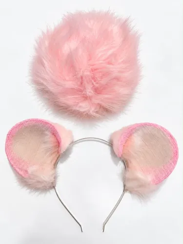 Orelha e Rabinho de urso Rosa 
