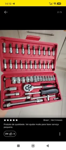 Kit de Ferramentas 46 peças com Chave Catraca, NOVO!