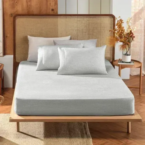 Jogo de Cama Casal Linenn Appel Home Cinza -138x188x30cm - Select Colchões.