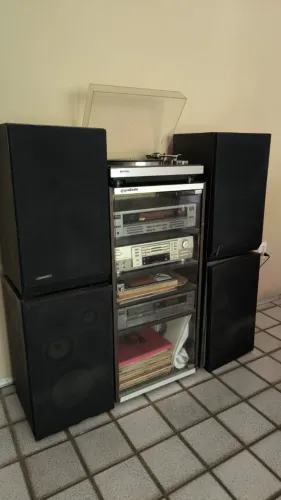 RARIDADE! Conjunto de Som Vintage JVC Completo + Toca-Discos Gradiente + Rack Original