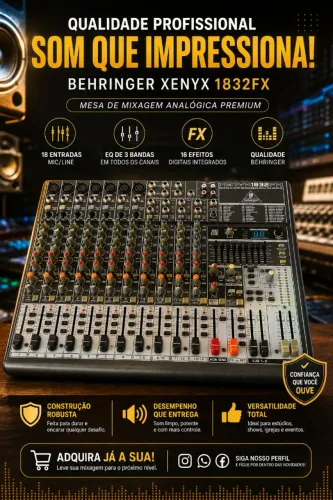 Mesa de Som Behringer Xenyx 1832 fx 14 canais 