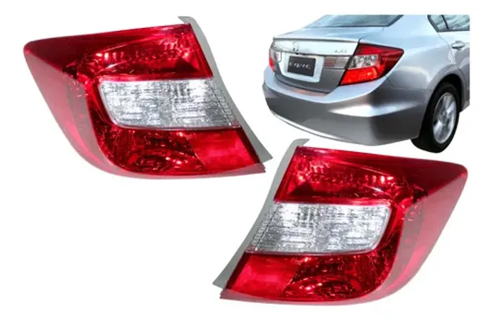 Par Lanterna Traseira Honda Civic 2012 2013 2014 2015 16 G9 Direito Vermelho