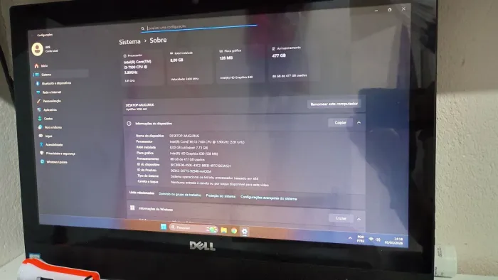 Computador Dell i3 SSD 480GB 8GB MEMÓRIA RAM