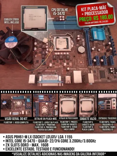 Placa mãe Asus + Processador I5-3470