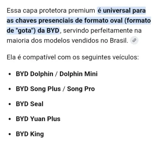 Capa de chave BYD