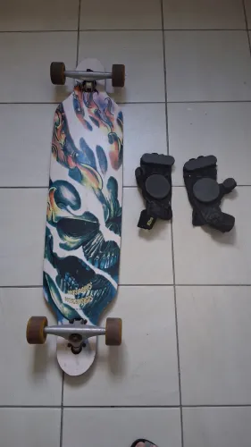 Longboard Vit Sports + Luvas X7 para Longboard ? Seminovo
