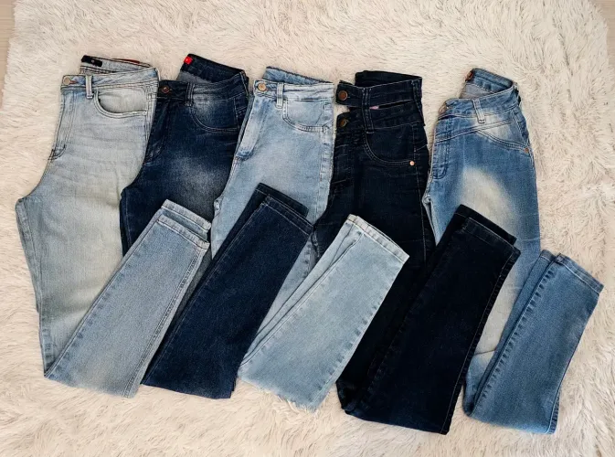 Kit 5 Calças Jeans Feminina Cintura Alta - Tam 38 (Pequeno)