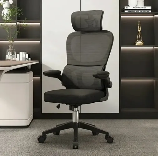 Cadeira Escritório Ergonômica Premium Com Ajuste de Lombar e Apoio de Cabeça 