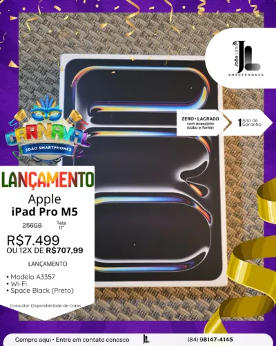IPAD PRO M5, 256GB, TELA 11?, LACRADO, EXCLUSIVO!