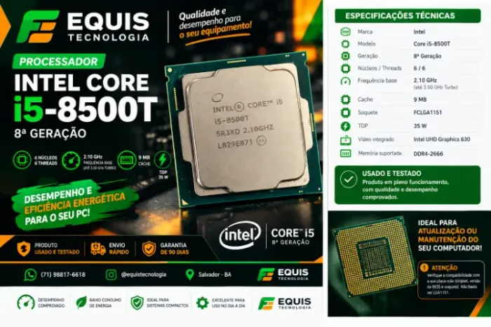 PROCESSADOR INTEL CORE i5-8500T ? 8ª GERAÇÃO