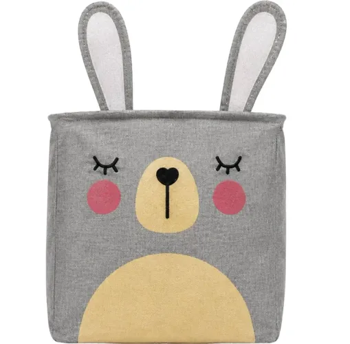 Cesto Organizador Infantil Dobrável para Brinquedos e Roupas Cinza <br>