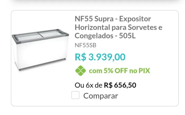 Freezer metal frio 505 litros tampa de vidro