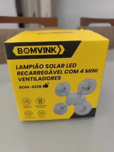 Lampião Solar LED com 4 Ventiladores para Camping