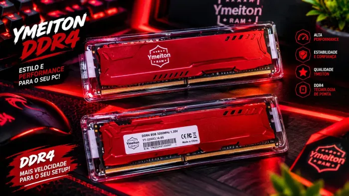 MEMÓRIA RAM YMEITON DDR4 VERMELHA