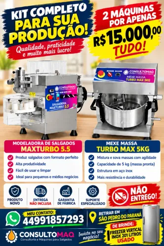 Modeladora/Máquina de Salgados + Masseira Consultomaq novos