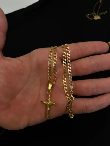 Cordão de ouro 18k maciço elo Grumet