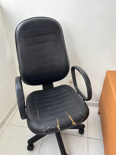 Cadeira de couro ergonômica ajustável 5 rodas