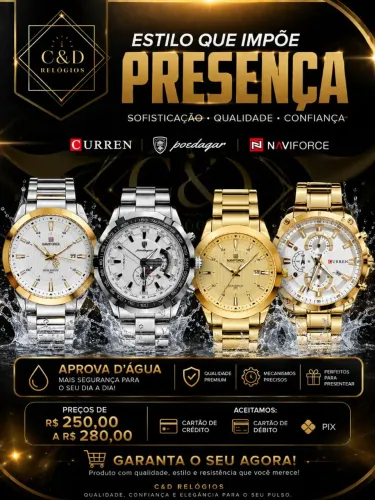 Relógios Originais CURREN, NAVIFORCE e POEDAGAR