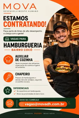 Vagas para Hamburgueria