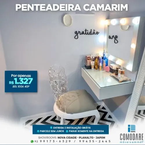 Penteadeira Camarim Suspensa com Espelho - R$ 1.327