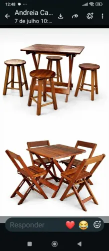 Conjunto de Mesa com 4 cadeiras madeira de lei - Dobráveis