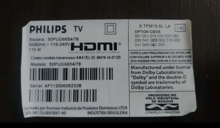TV Philips 50PUG6654/78 (lote)