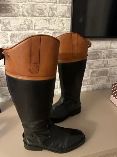 Bota de montaria em couro legítimo- Equitação feminina, 37