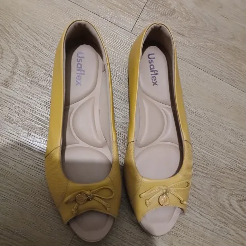 Calçado Peep Toe Amarelo Usaflex