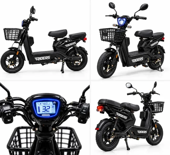 Bike Elétrica E-Riders E20 500w Preta 60km de autonomia carga rápida