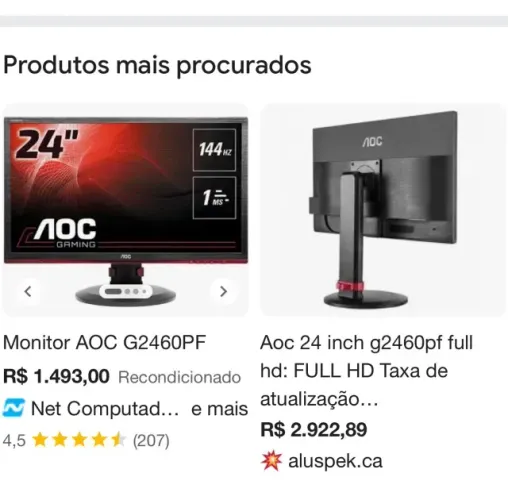AOC G2460PF 24-Inch Free Sync Gaming LED Monitor (super grande)