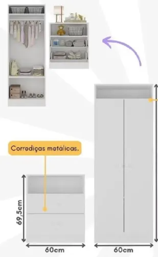 VENDO GUARDA ROUPA INFANTIL + COMODA INFANTIL PEQUENA