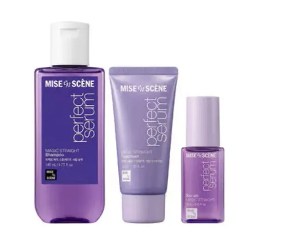 kit capilar mise en scène perfect serum magic straight mini trio anti frizz