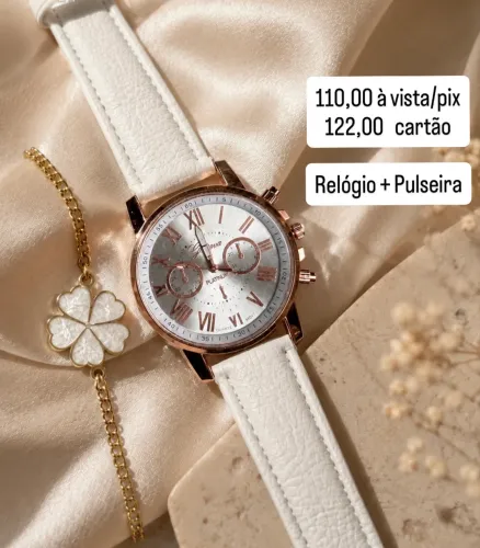 Relógio Feminino + Pulseira de Aço