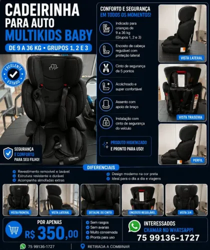 Cadeirrinha para auto e bebê conforto em perfeito estado de conservação