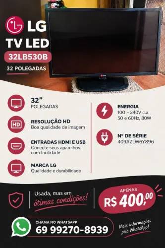 Tv LG 32 polegadas usada em ótimo estado