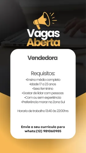 Contrata-se vendedora com ou sem experiência