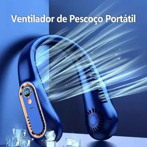 Mini Ventilador de Pescoço Sem Lâminas USB Recarregável 5 Velocidades Silencioso