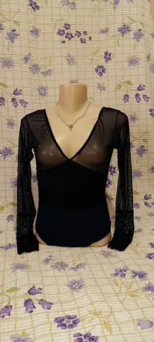 body feminino preto renda e tule p