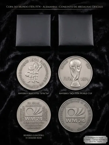 Par de Medalhas Raras - Copa Do Mundo 1974 Alemanha nos estojos - Numista N# 87781 E N#