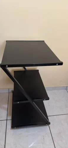 2 Carrinhos Mesa Auxiliar em Z Metal e 3 prateleiras MDF