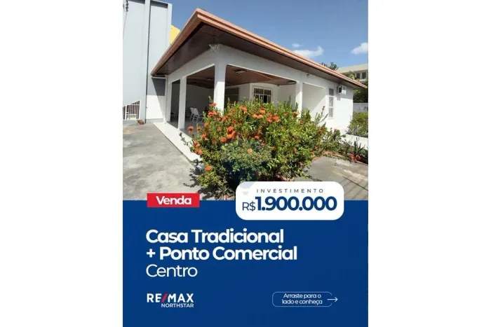 Casa no Centro: Oportunidade Comercial, localização com Altíssima Visibilidade