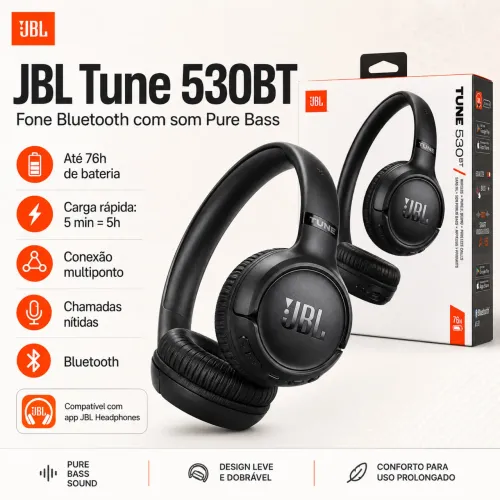 Fone JBL Bluetooth com som Pure Bass