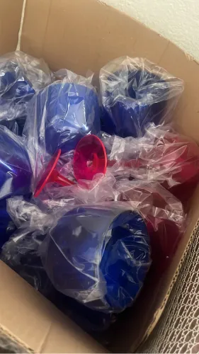 50 Copos Acrílicos Novos Azul e Rosa para Festas
