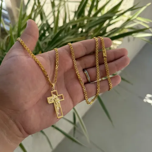 CORRENTE DISMARK OU CADEADO DUPLO BANHADA OURO 18k