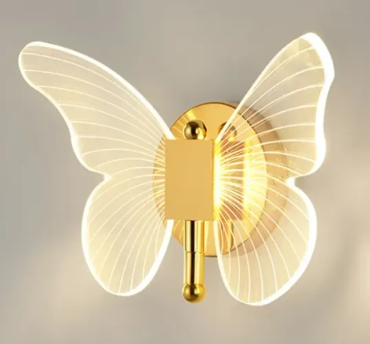 Luminária de Cabeceira Arandela de Borboleta Led 5W Dourada c/ 3 Cores de Luz - NOVA