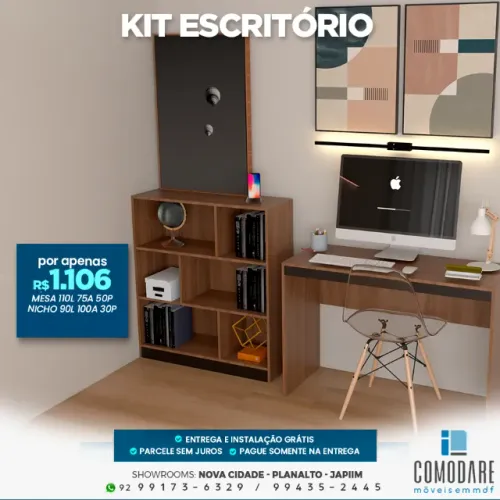 Kit Escritório com Mesa e Nicho - R$ 1.106