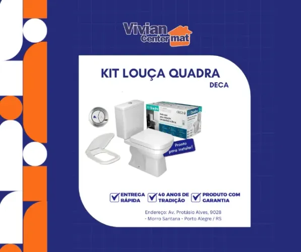 Vaso Acoplado sanitário Quadra 3/6 Litros Branco Deca