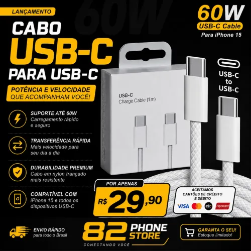 Cabo 60w Tipo C Entrega Grátis