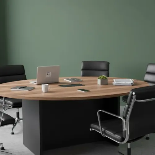 Mesa Redonda Corporativa Nogal Preto Design Executivo Premium 21418