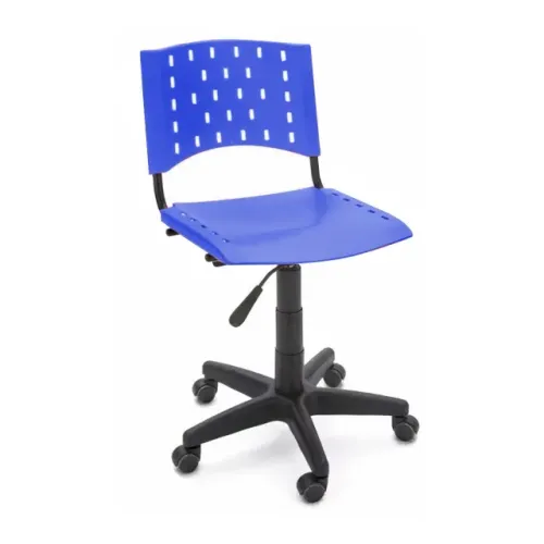 Cadeira Escritório Giratória Plástica Azul Ergonômica Resistente Para Trabalho 31302
